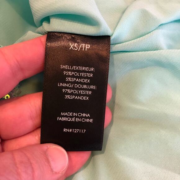 Badgley Mischka aqua sequin v neck tunic top size Extra Small XS NWT mermaid - Picture 10 of 16